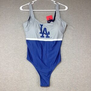 FOCO Los Angeles Dodgers Womens One Piece Swimsuit Blue Grey MLB - size Large L